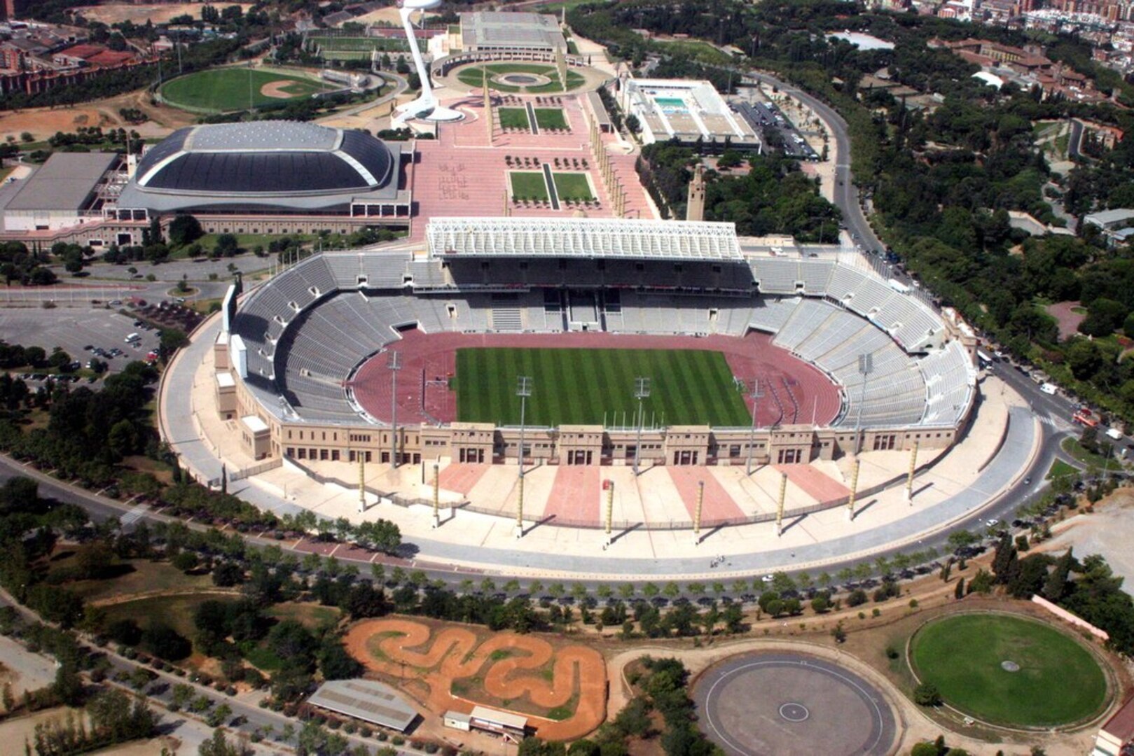 Olympic Stadium Montjuïc aerial view from 1992 Games